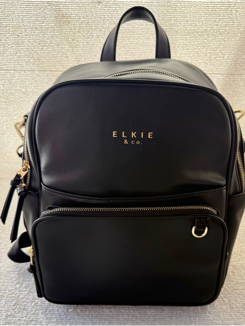 ELKIE & CO. Black Faux Leather Backpack